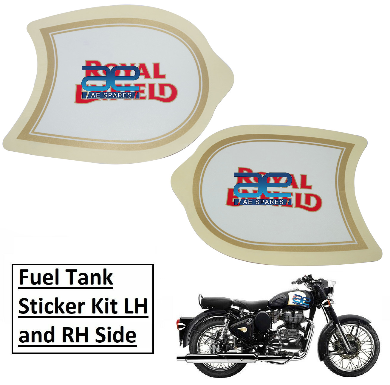 Fuel Tank Sticker Kit LH & RH Side For Royal Enfield Classic 350 & 500cc  