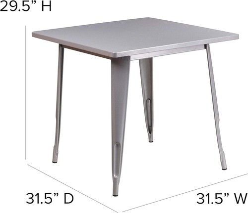 Pre-owned Flash Furniture Felix Commercial Grade 31.5" Square Square, Silver