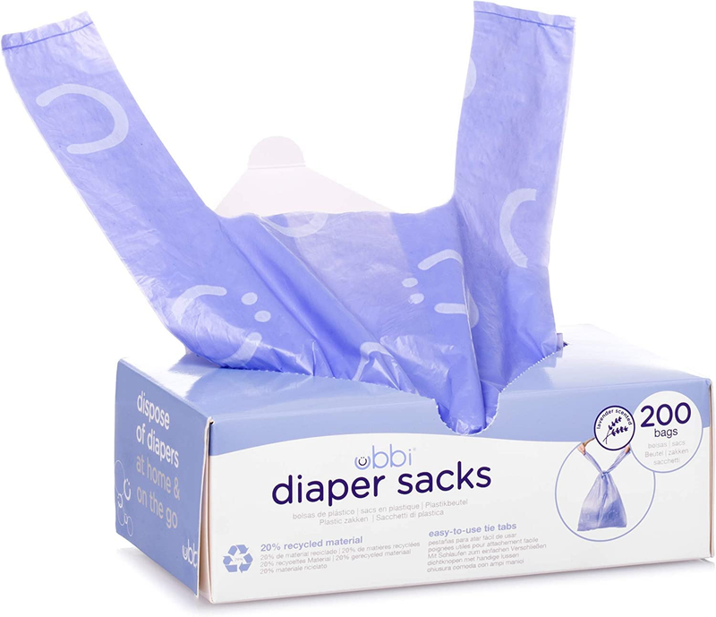 Disposable Diaper Sacks, Lavender Scented, Easy-To-Tie Tabs, Diaper Disposal or