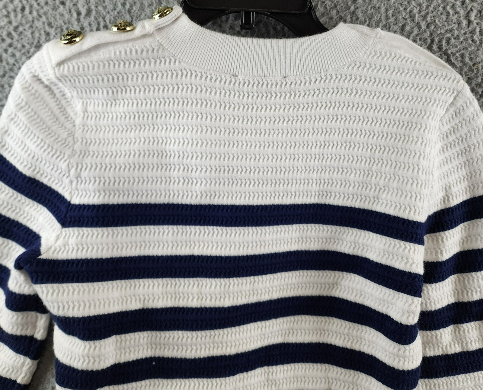 Generation Love Janice Cropped Sweater Women's S White/Navy Striped Long Sleeve - Picture 13 of 14