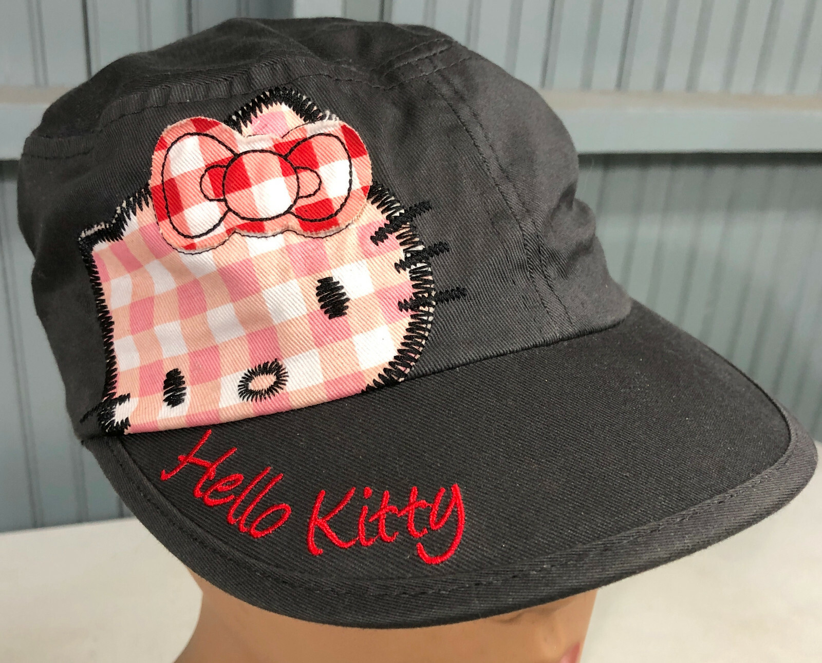 帽子 y2k kitty military cap Hello Kitty Girls Gray Stretch One Size Military Style Cap