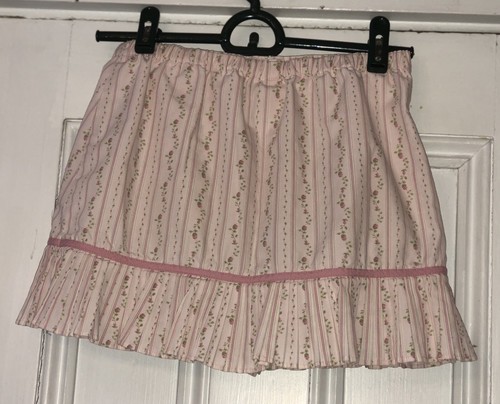 Vintage Gymboree Girls Pink Striped Rose Print Floral Pleated Skirt Sz 6