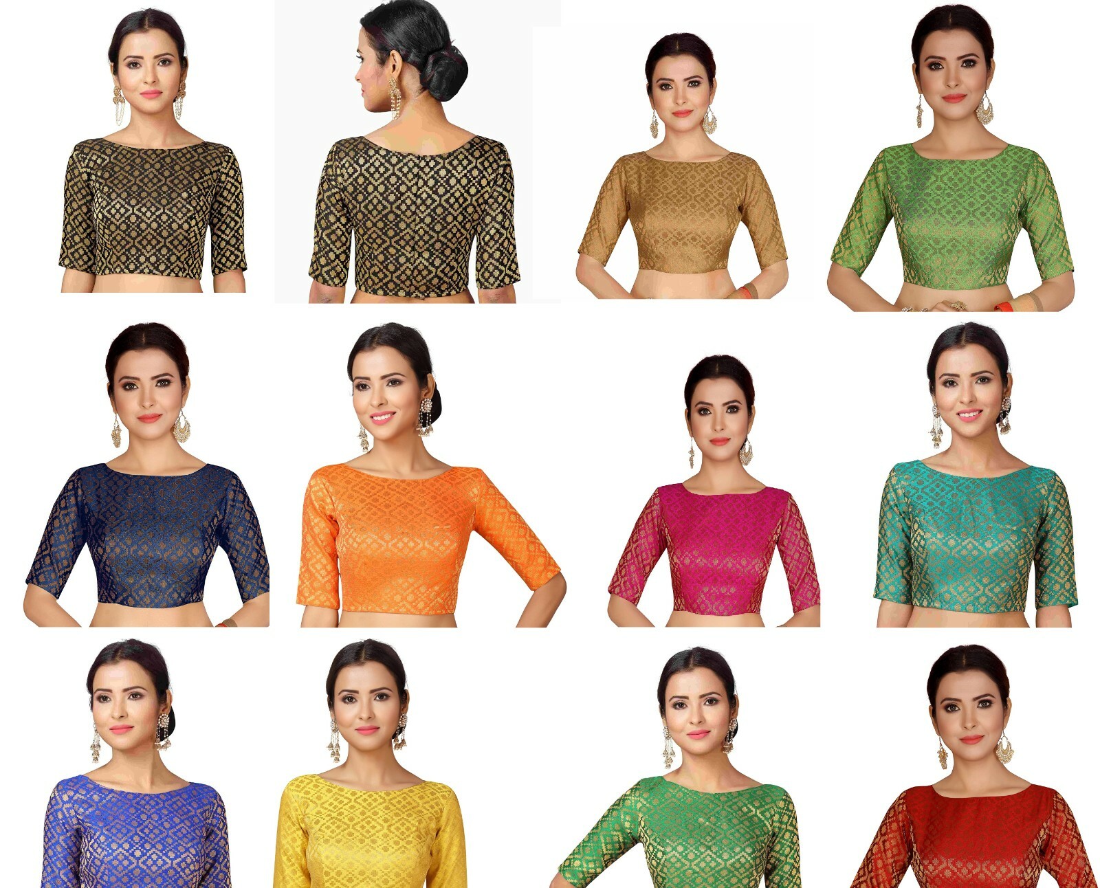 New Designer Women's Brocade Stitched Elbow Length Sleeves