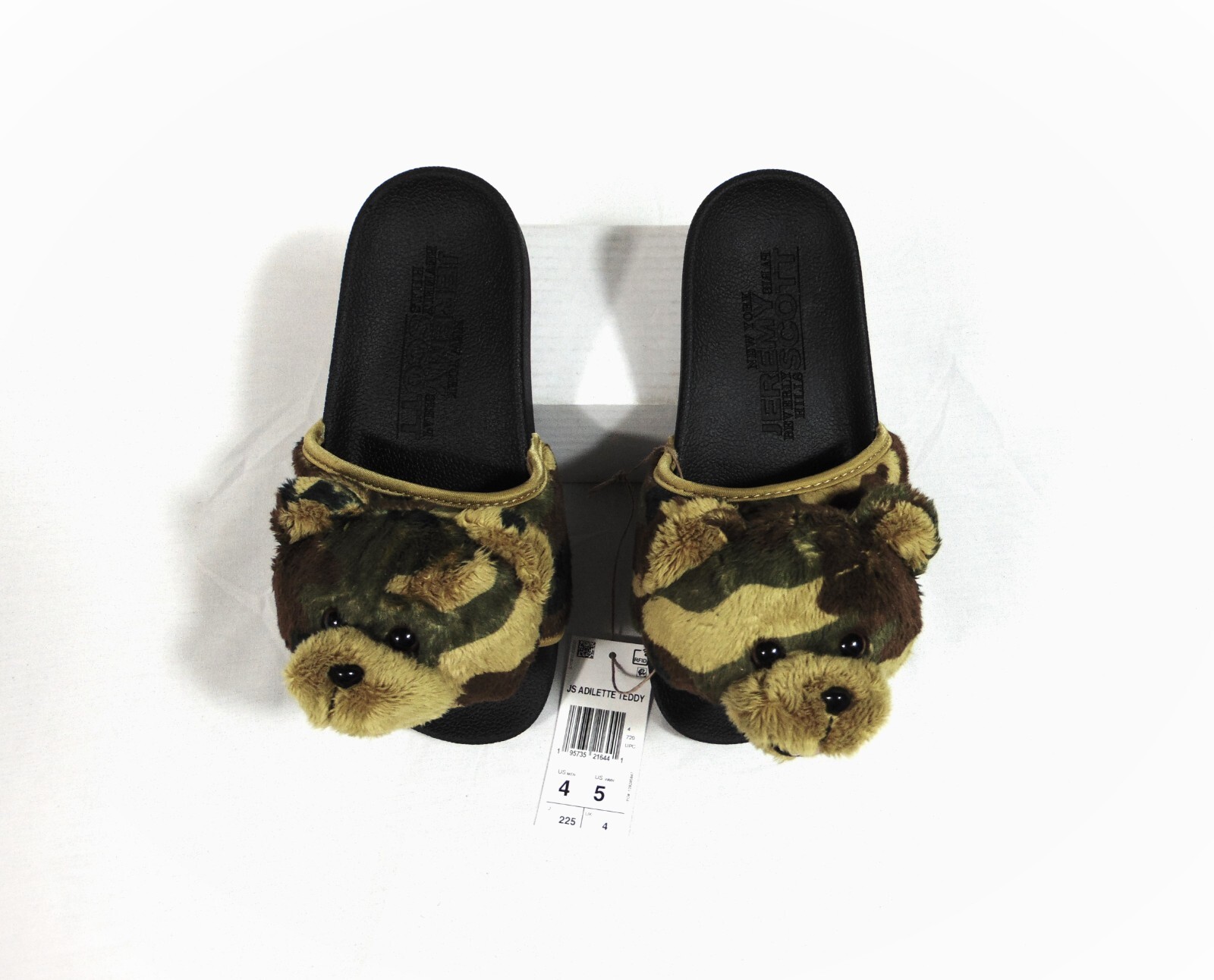 adidas JEREMYSCOTT JS ADILETTE TEDDY 新品 Adidas x Jeremy Scott Adilette Teddy Bear Black Camo Slides