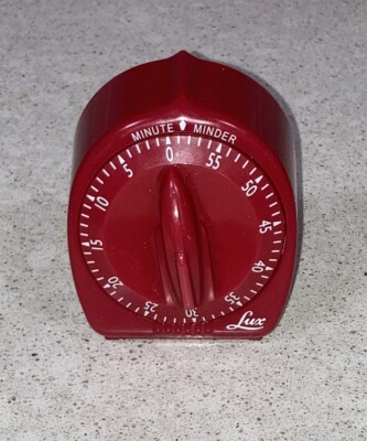 RARE RED LUX MINUTE MINDER COOKING TIMER ATOMIC ROCKET KNOB CP2428 WORKS