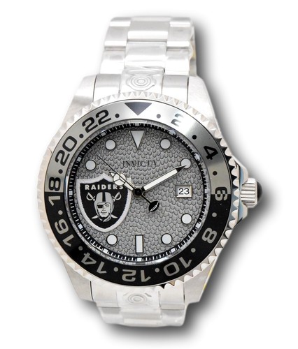 Pre-owned Invicta Nfl Las Vegas Raiders Men's 47mm Grand Diver Automatic Watch 45025