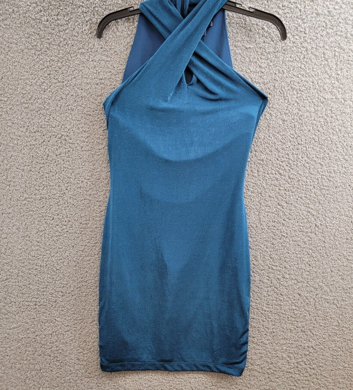 GUESS Yasmine Crossover Halter Dress Women's S Blue Blood Back Zipped Closure - Picture 2 of 15