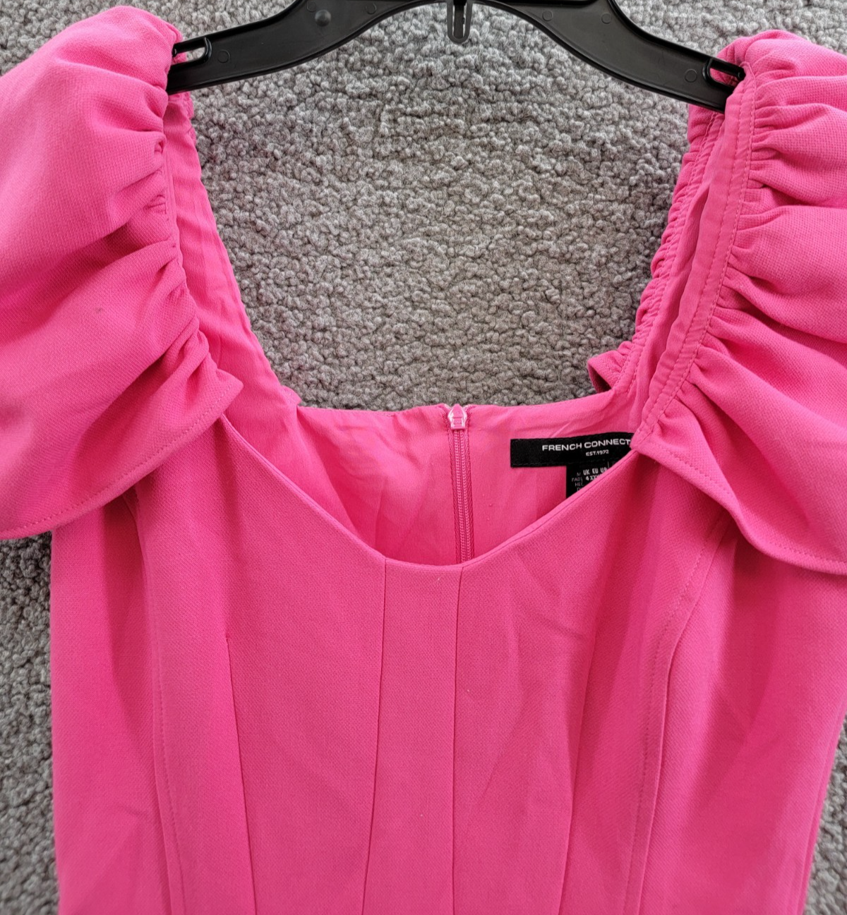 French Connection Whisper Gathered-Sleeve Dress Women's 0 Raspberry Sorbet S/S - Picture 5 of 16