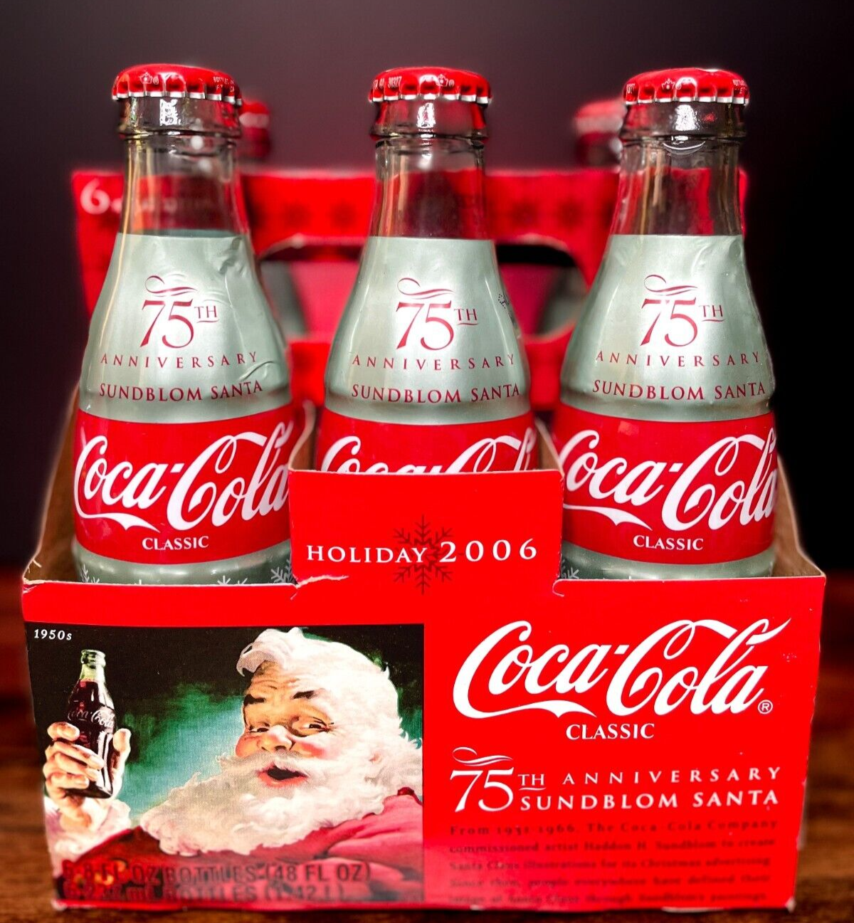 Holiday 2006 Coca-Cola 6 Pack Bottles 75th Anniversary Holiday 2006 Coca-Cola 6 Pack Bottles 75th Anniversary