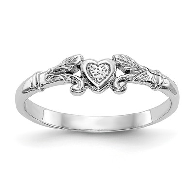 Avariah 10K White Gold Textured Mini Heart Ring - Ring Size 1.0