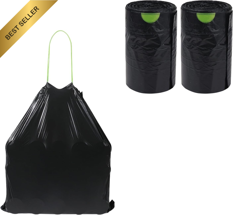 Small Trash Bag Strong, Drawstring Plastic Garbage Bags, Leakage Free Thicken Ru