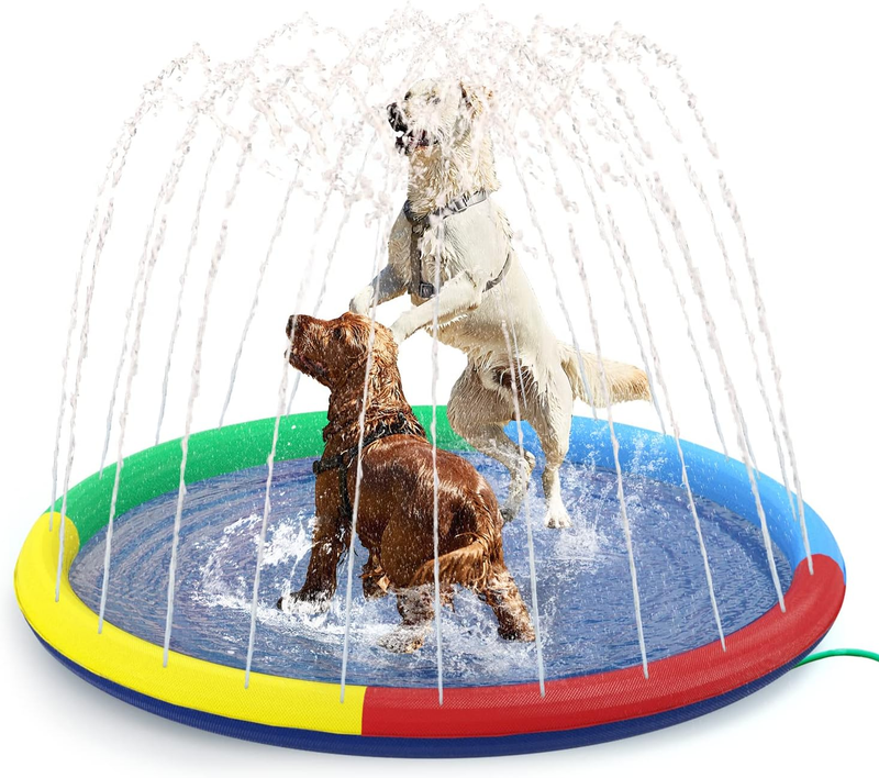 Splash Sprinkler 67" Swimming Pool for Dogs Blue, Yellow, Green, Red