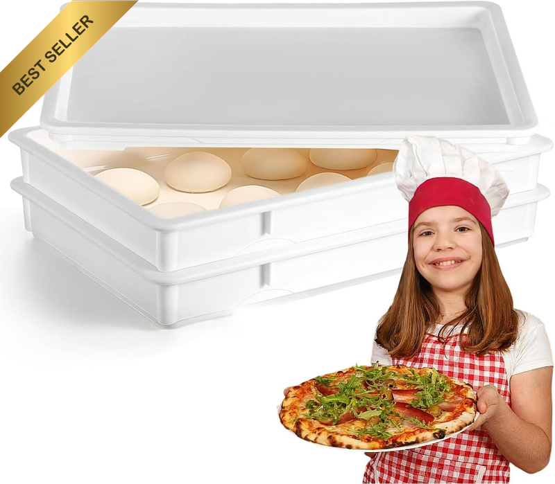 3-In-One Pizza Dough Proofing Box,Plastic Stackable Pizza Dough Proofing Contain