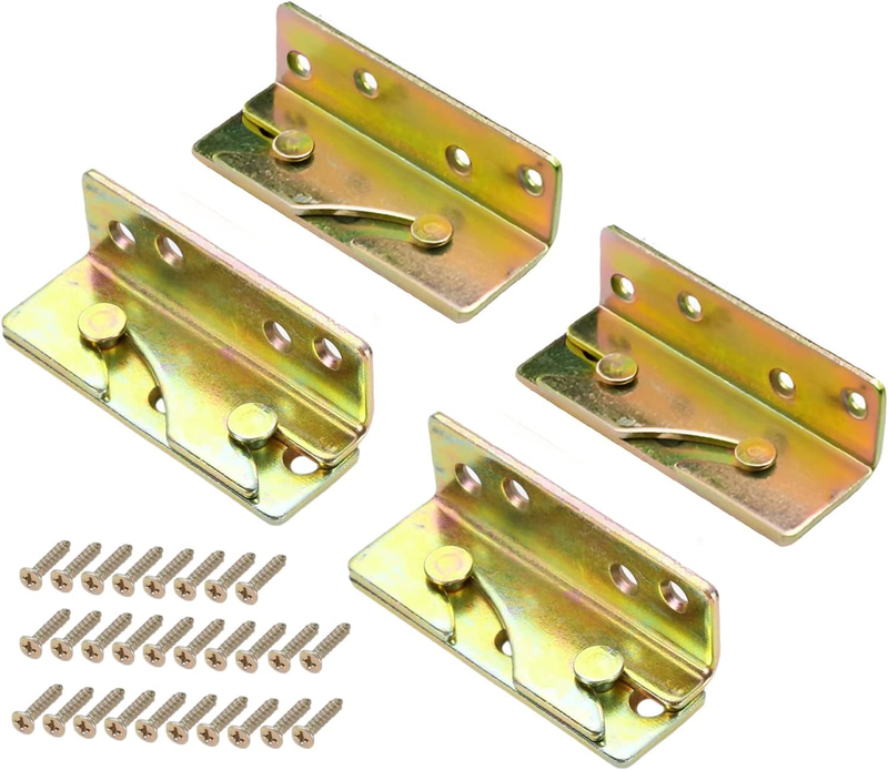 Hardware, Set Of 4 Wooden Bed Brackets With Screws,