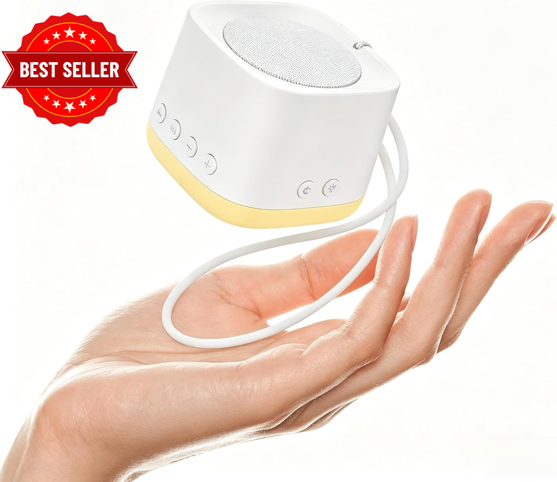 Portable Mini White Noise Sound Machine for Travel – Amber Breathing Night Light
