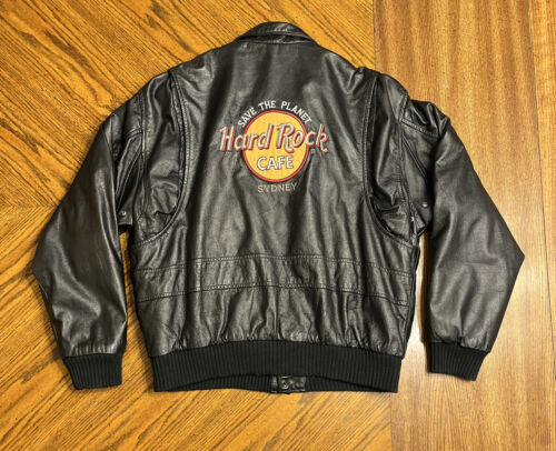 Vintage 1992 Hard Rock Cafe Men's Leather Jacket Sz S Sydney Save The Planet | eBay Vintage 1992 Hard Rock Cafe Men's Leather Jacket Sz S Sydney Save The Planet | eBay