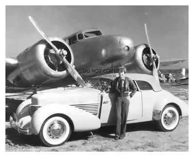 AMELIA EARHART WITH CORD CAR AND LOCKHEED ELECTRA AIRPLANE 8X10 B&W PHOTO