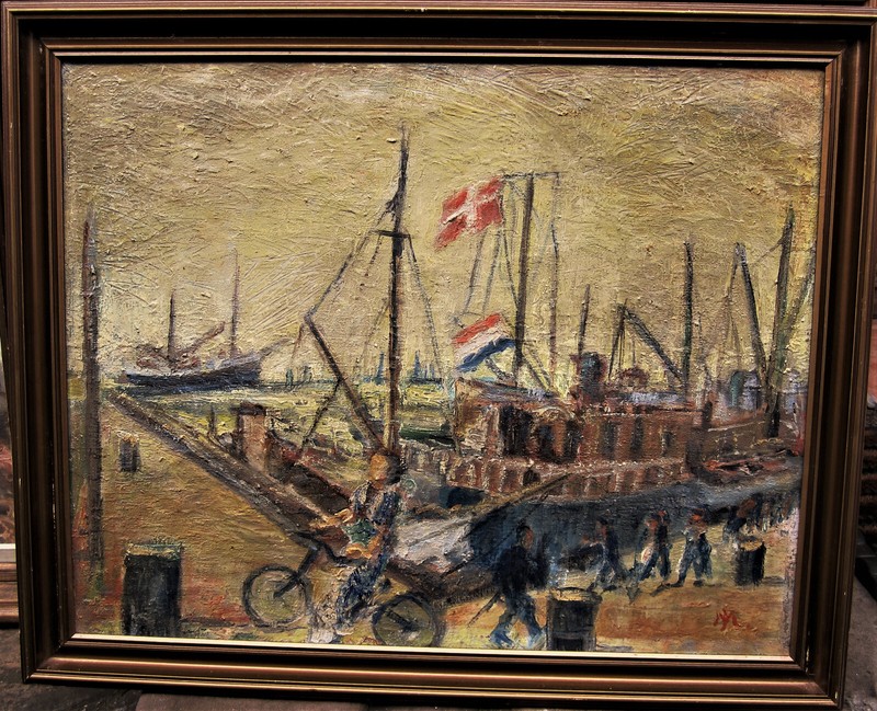 Johannes Magnild 1883-1971, Hafenszene Mit Arbeitern, Um 1940