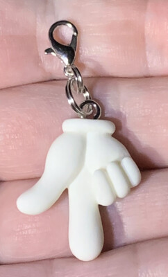 Mickey Mouse White Glove Charm Zipper Pull & Keychain Add On Clip!!