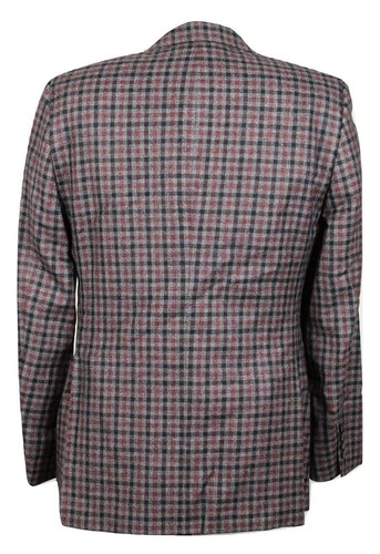 Pre-owned Samuelsohn – Gray Plaid Wool/silk/linen Flannel Blazer, Sizes 38 - 46 In Multicolor