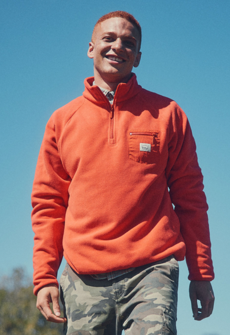 Cotton:On Men's Quarter Zip Polar Fleece Burnt Red