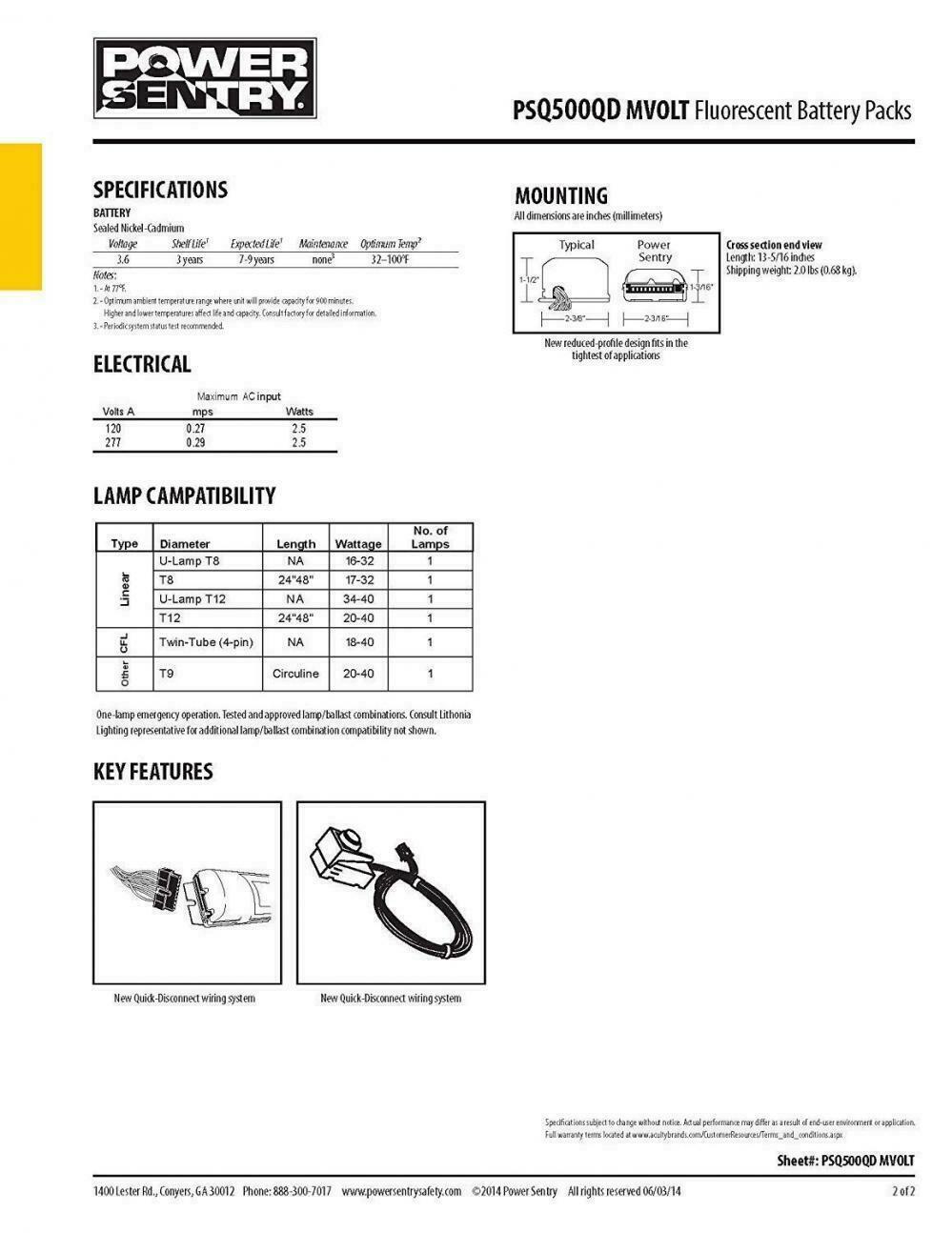 Lithonia Lighting PSQ500QD MVOLT M12 Power Sentry 500 Lumen Quick Disconnect...