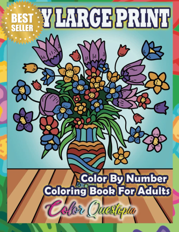 Easy Large Print Color by Number Coloring Book for Adults: Simple Numbered Desig