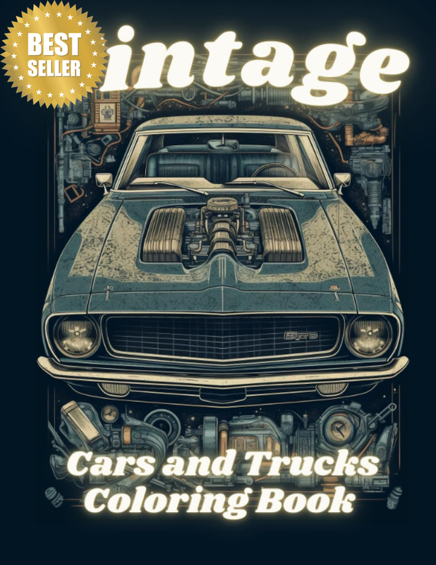 Vintage Cars and Trucks Coloring Book for Kids and Adults.: Muscle Cars and Clas