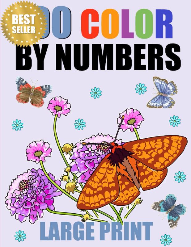 100 Large Print Color by Number Coloring Book: Easy Fun Coloring Pages of Nature