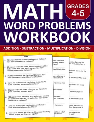 Math Word Problems Workbook For Grades 4-5 - Addition,Subtraction,Multiplication