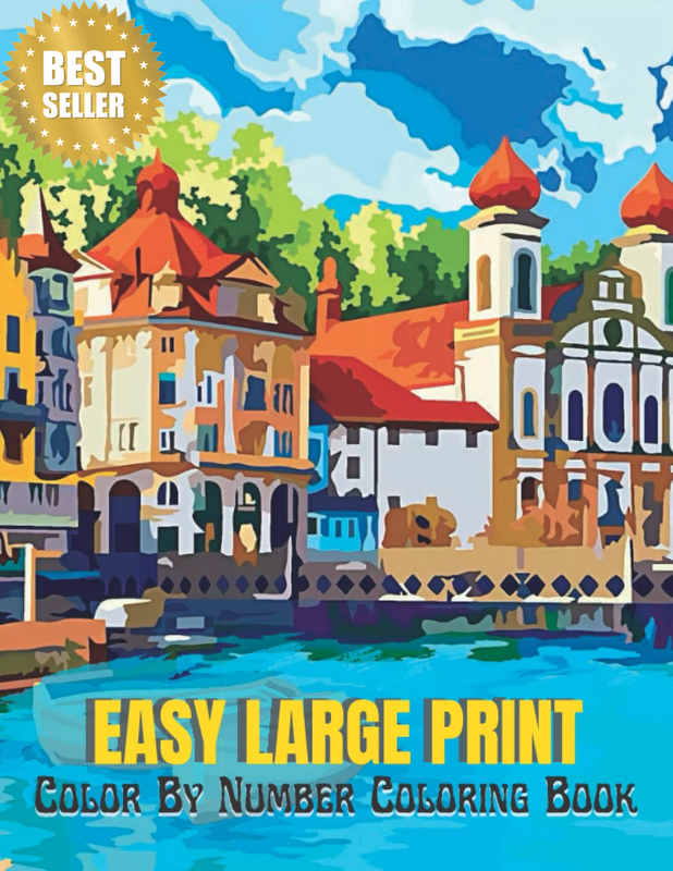 Easy Large Print Color by Number Adult Coloring Book: Adult with Beautiful Beach