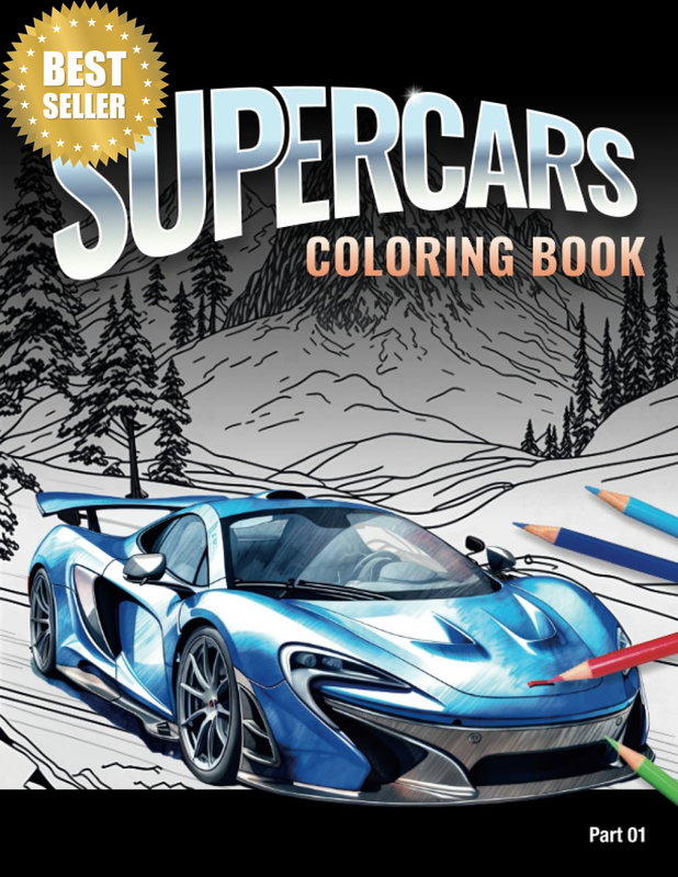 SUPERCARS: the Greatest Sports Cars, a Fantastic Coloring Book
