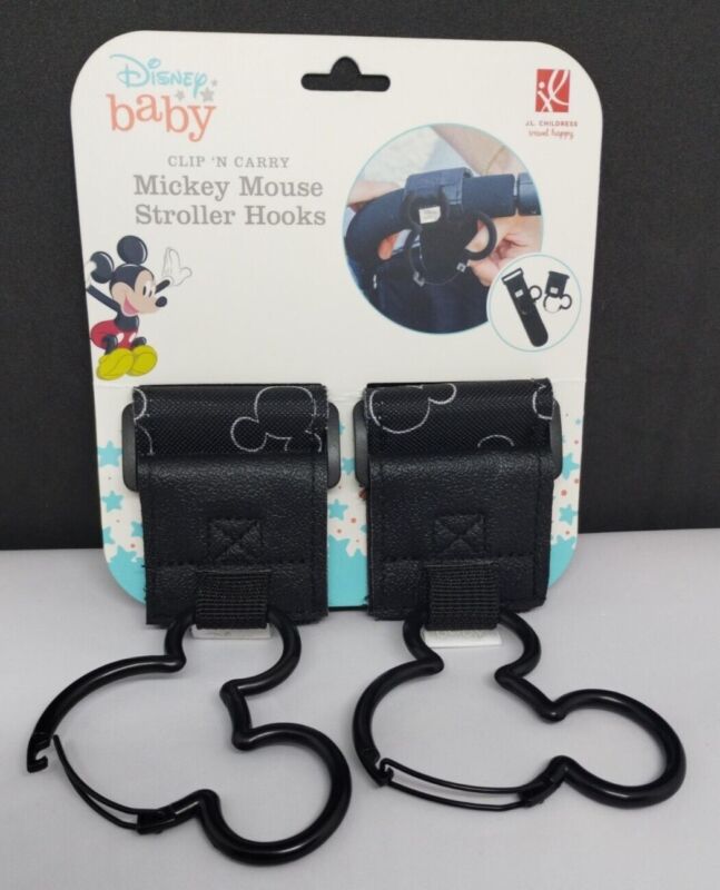 Disney Baby Clip & Carry Mickey Mouse Stroller Hooks..New..Heavy Duty