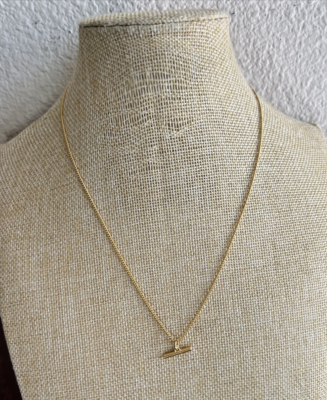 Madewell Dainty Tone Gold Necklace With Toggle Bar Movable Pendant 15
