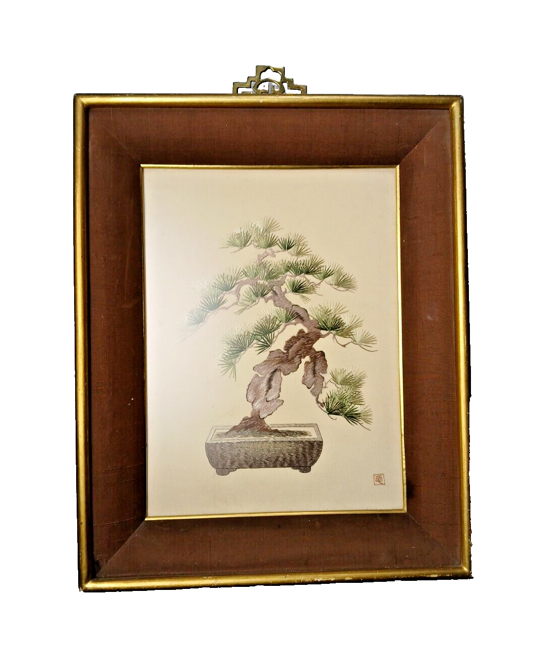絵画 bonsai RARE JAPANESE BONSAI TREE SILK EMBROIDERY TAPESTRY PAINTING
