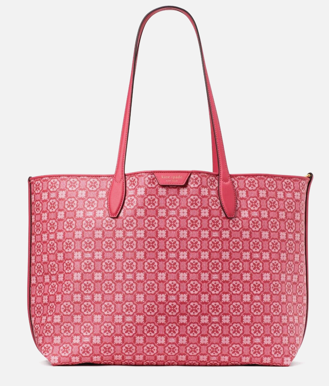 New Kate Spade Flower Monogram Coated Canvas Tote Raspberry