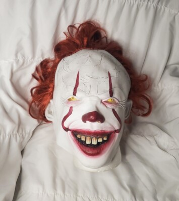 Clown Mask Scary Halloween Costume Pennywise IT Cosplay LED Light Up Latex Mask