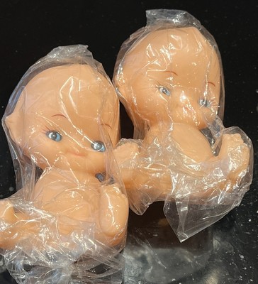 2 Vintage Vinyl Rubber Kewtie (Kewpie) Doll Sitting Craft 4.5  New Baby Shower