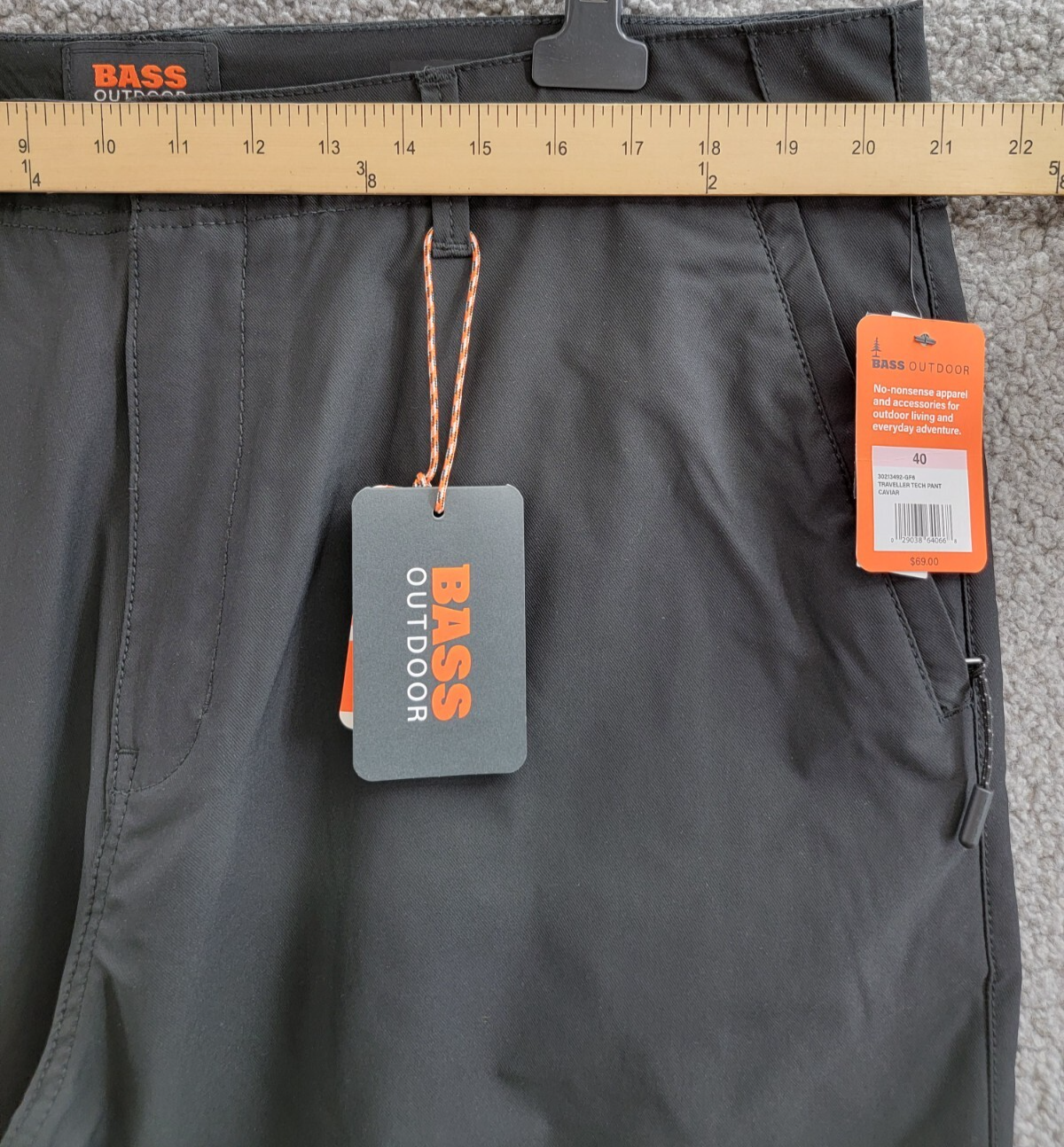 Bass Outdoor Straight-Fit Traveler Pants Men's 40 Caviar High Rise Slash Pocket - Picture 5 of 19