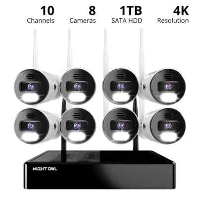 Night Owl CL-BT8WN-18L 4K HD Wi-Fi Security System with 8 Cameras, 1TB HD - NEW 