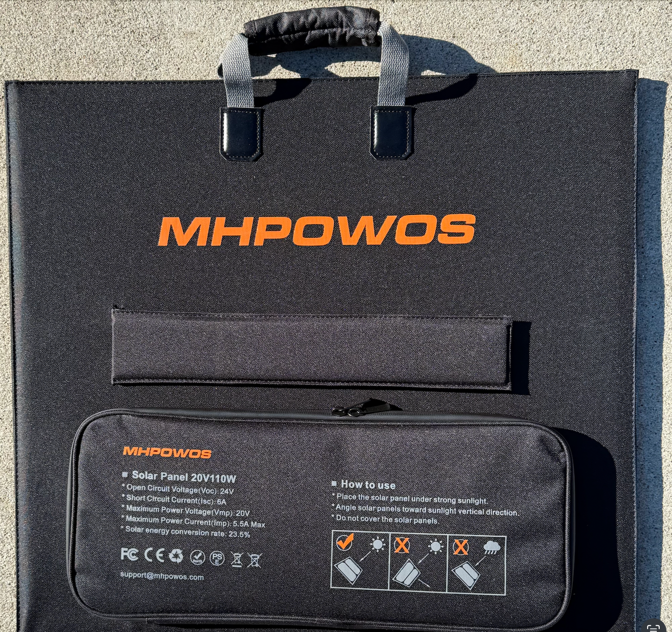 MHPOWOS 20V 110W Portable Solar Panel IP67 Waterproof Foldable Solar Charger