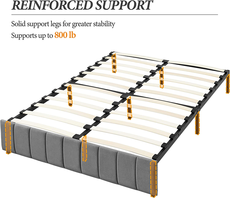 Platform Bed Frame with 4 Storage Drawers, Upholstered Bed Frame with Strong Woo