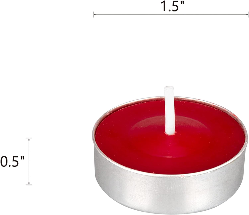 50 Pcs Unscented Red Tea Lights Candle, Pressed Wax Candles 3.5 Hour Burn Time,