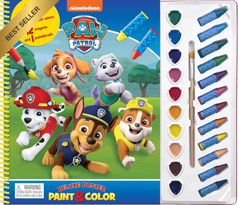 Paw Patrol Deluxe Poster Paint & Color - Coloring Book for Kids, 80 Illustration