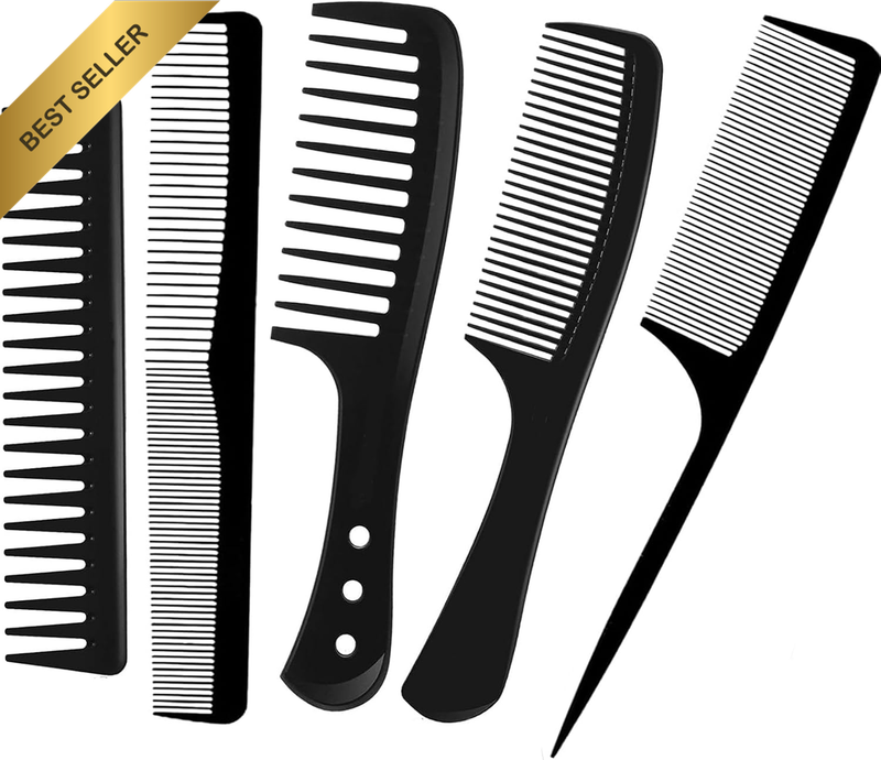 5 Pieces Wide Tooth Detangling Hair Comb Professional Styling Comb Set Variety P