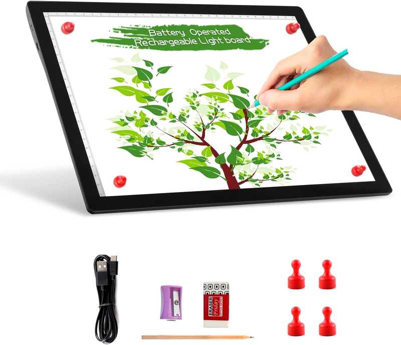 A4 Wireless Battery Powered Light Pad, Tracing Light Box Dimmable Brightness Re