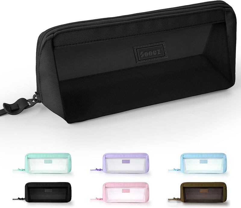 Large Grid Mesh Pencil Case, Big Capacity Clear Pencil Pouch Pen Bag with Zipper
