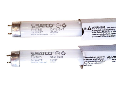 2x SATCO S27931 F14T8/D 14W 15'' Inch T8 6500K Linear Fluorescent Tube Light Bulb