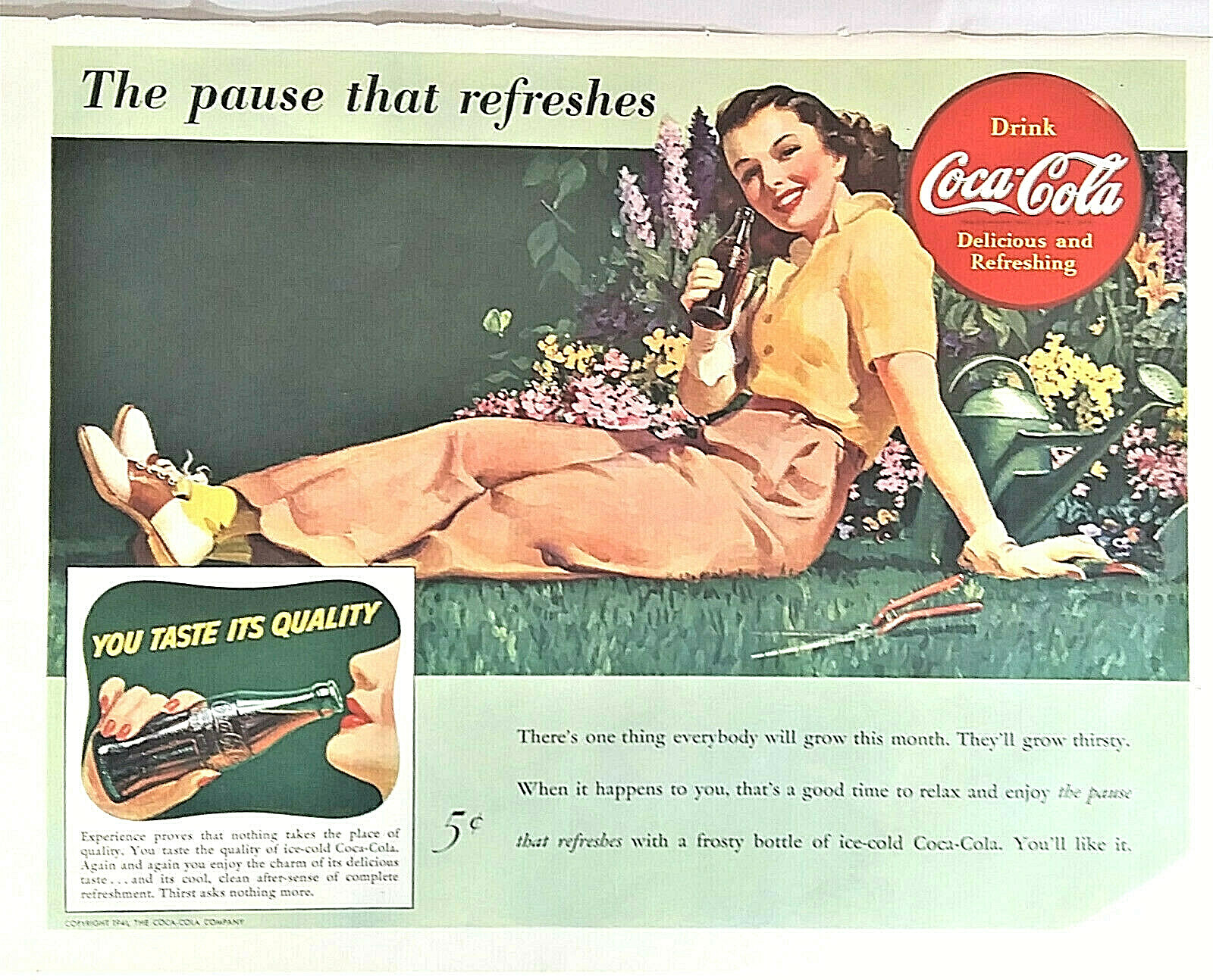 Coca Cola Ad, The Pause That Refreshes, Coke, 1941 | eBay