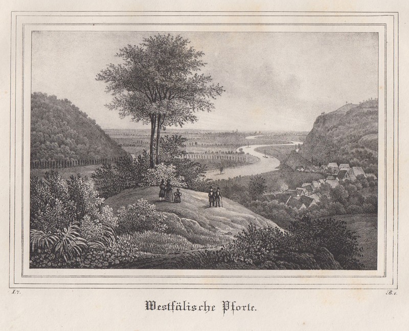 Porta Westfalica Original Lithografie Borussia 1838
